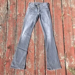 True Religion Gray Flare Wide Leg Jeans